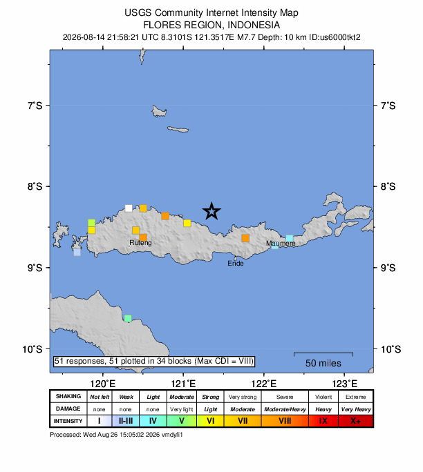 Terremoto de magnitude 7,7 em Flores deixa 71 mortos e quase 60 mil deslocados