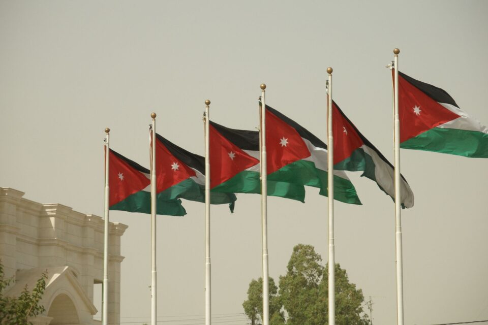 Jordanian flags in an archive photograph from 2007